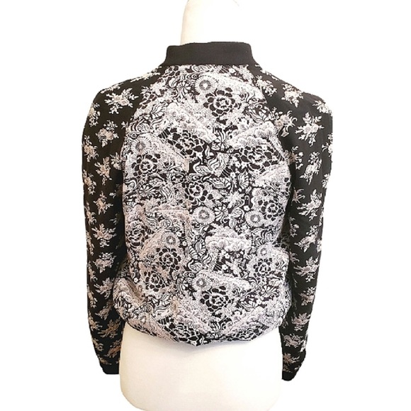 Free People black bomber jacket floral small - Picture 5 of 7